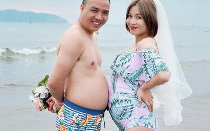 MC Hoàng Linh khoe bụng bầu bên chồng, dân mạng bất ngờ hỏi: Ai là người đẻ trước?
