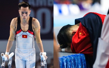 Gục mặt đau đớn vì chấn thương cổ chân, VĐV thể dục dụng cụ Việt Nam vẫn hoàn thành tốt bài thi