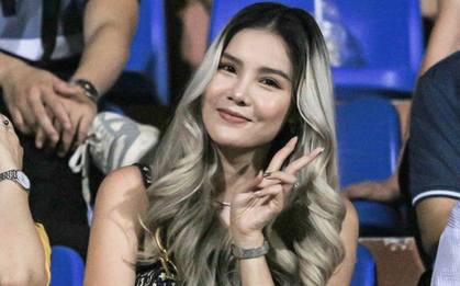 Siêu mẫu Kỳ Hân nổi bật trên khán đài khi đến cổ vũ Mạc Hồng Quân