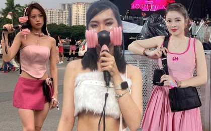 Hằng Túi diện váy hồng trẻ trung, nhập hội chị em đi xem BLACKPINK ngày 1