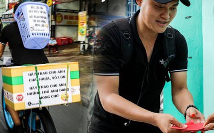 Chàng trai từng bị lừa cả tỷ đồng đạp xe ''xin'' ve chai, cho người nghèo bốc thăm lì xì