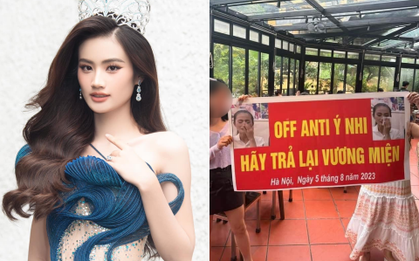 Netizen không đồng tình trước hình ảnh buổi offline hội antifan Hoa hậu Ý Nhi, có cả băng rôn đòi tước vương miện