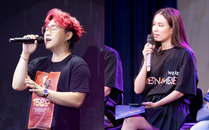 Khác hẳn với Hoàng Thuỳ Linh, Trung Quân Idol hát live ngay tại họp báo concert kỉ niệm 15 năm ca hát