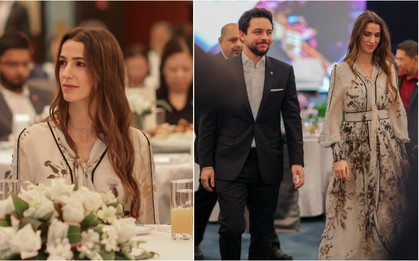 Vợ chồng Thái tử Jordan hiếm hoi xuất hiện sau đám cưới thế kỷ, nhan sắc thái tử phi xinh đẹp nhất Jordan gây chú ý