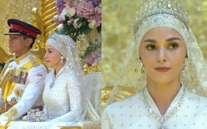 Cô dâu của hoàng tử "hot" nhất châu Á lại gây sốt trong dáng vẻ yêu kiều, hôn lễ xa hoa tổ chức trong cung điện dát vàng 1.800 phòng