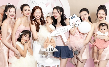 Tiểu Vy, Thuỳ Tiên và dàn Hậu dự tiệc thôi nôi con gái Diễm Trang, 1 nhóc tỳ hào môn hiếm hoi xuất hiện