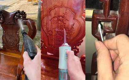 Dân mạng đua nhau khoe tuyệt chiêu làm sạch bàn ghế gỗ chạm trổ đón Tết