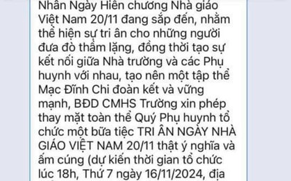 Phụ huynh vận động tổ chức gặp mặt tri ân ngày 20-11, trường ra thông báo khẩn