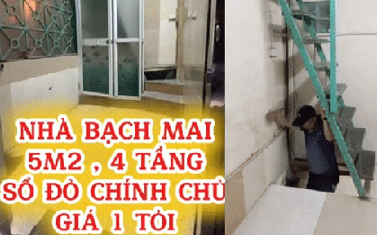 Căn nhà 5m2 xây 4 tầng được rao bán 1 tỷ đồng ở Hà Nội