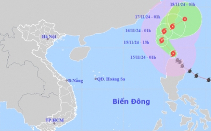 Bão Usagi mạnh cấp 12, giật cấp 15 di chuyển theo hướng Tây Bắc
