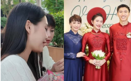 Mẹ vợ của Đoàn Văn Hậu chung khung hình với Doãn Hải My, nhan sắc "mẹ ngoại" U50 khiến dân tình không thể rời mắt