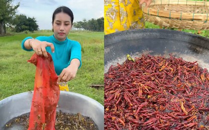 27 triệu người tiếc ngẩn ngơ trước cảnh cô gái đang nấu ăn thì nguyên liệu bay đi mất