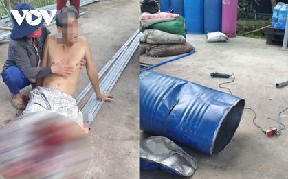 Cắt thùng phuy bị nổ, một người ở Tiền Giang suýt mất mạng