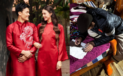 Vợ mẫu tây Bùi Tiến Dũng ăn tết nhà chồng, gọi bố chồng "là người dễ thương nhất"