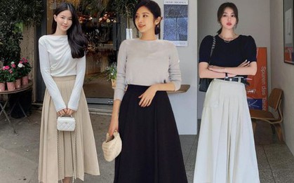 Chân váy chữ A đang "hot" hơn cả chân váy suông vì diện lên cao ráo, chân thon dài