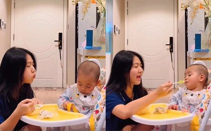 Mẹ đi vắng, con gái Mạnh Trường chăm em siêu khéo, nhìn sự dịu dàng của người chị biết bố mẹ dạy khéo thế nào