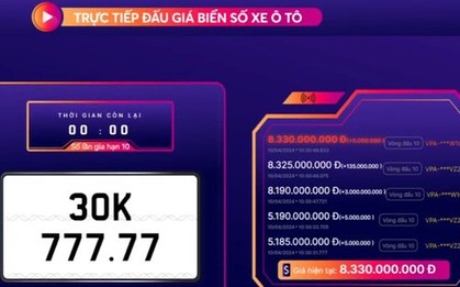 Biển số ngũ quý 7 ở Hà Nội được “chốt” giá 8,3 tỷ đồng