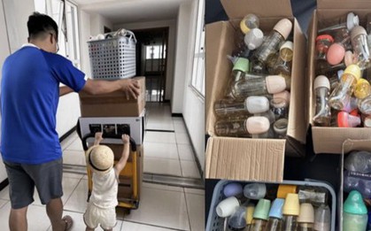 "Kiếp nạn" của mẹ bỉm mê sưu tập bình sữa cho con, chuyển nhà mà "toát mồ hôi hột" với gần trăm chiếc bình