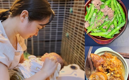 Thương em đẻ khó, chị gái đảm nhận chức "đầu bếp" cho những bữa cơm cữ, thành quả được khen nức nở