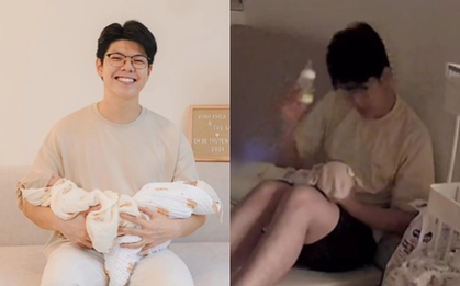 MC Chuyển động 24h phờ phạc vừa chăm con cả đêm vừa đi làm, được vợ khen "bố bỉm Truyền hình" đảm đang
