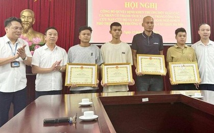 Khen thưởng 4 người hùng leo thang, đập tường cứu người khỏi vụ cháy nhà trọ
