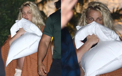 Britney Spears tơi tả, dùng chăn quấn quanh người sau nghi vấn xô xát với bạn trai ở khách sạn