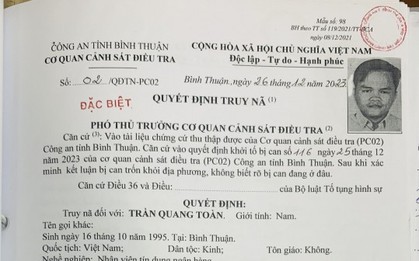 Truy nã đặc biệt một nhân viên ngân hàng tại Bình Thuận