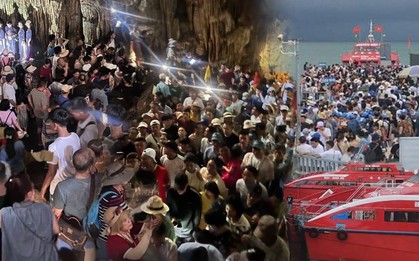 Sửng sốt cảnh tượng đông nghịt người trong hang ở Quảng Ninh, nhìn sang cảng biển còn "sốc" hơn!