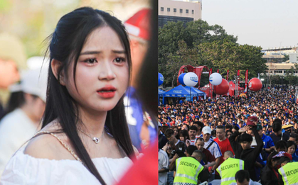 Dòng người đổ về cổ vũ trận Việt Nam - Thái Lan đông như đi concert, gái xinh Việt Nam đọ sắc gái Thái Lan