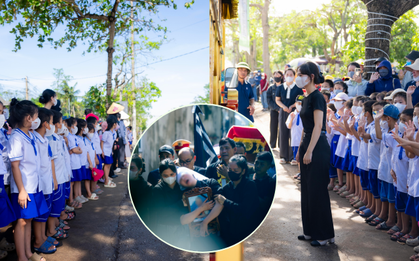 Vụ bé trai 7 tuổi và bố tử vong do ngạt khí máy phát điện ở Nghệ An: Nghẹn lòng khoảnh khắc hàng trăm học sinh xếp hàng tiễn bạn về nơi an nghỉ cuối cùng
