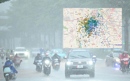 Hà Nội tiếp tục mưa lớn, hơn 1000 cú sét đánh xuống trong 1 giờ đồng hồ