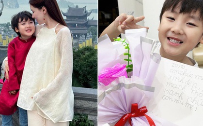 Lịm tim vì bé Bo quá đáng yêu: Vừa vào lớp 1 đã tự viết thiệp tặng mẹ Hòa Minzy nhân ngày 20/10