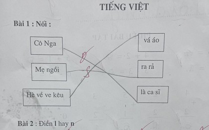 Học sinh tiểu học làm bài tập nối từ khiến netizen suýt nhập viện vì cười: Đúng sai cũng kệ, miễn là nói xấu mẹ thành công