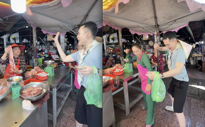 Mua 1 miếng thịt mà Tina Thảo Thi và tiểu thương phải giành giật nhau