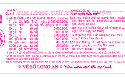 Xổ số miền Nam: Thông tin trúng giải đặc biệt vé số Long An, Tây Ninh và Đồng Tháp