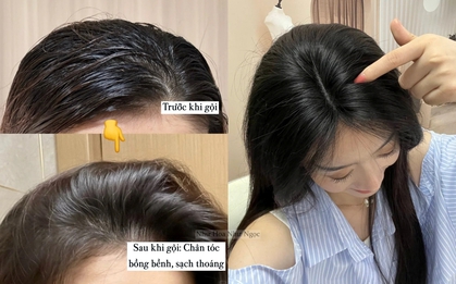 Dùng dầu tẩy trang để gội đầu, phần chân tóc của tôi bồng bềnh sạch thoáng ngoài mong đợi