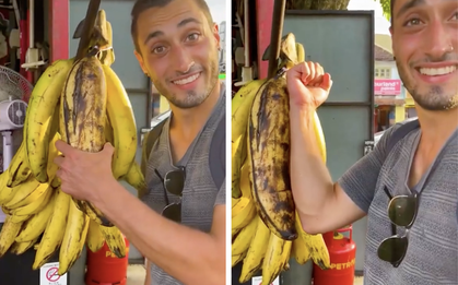 Quả chuối nặng tận 6kg, 4 người mới ăn hết: Nhìn thân cây còn choáng hơn