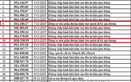 69 chủ xe dừng, đỗ không đúng quy định sau nhanh chóng nộp phạt nguội theo Nghị định 168