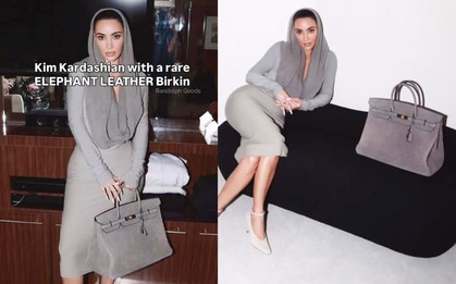 Kim Kardashian hứng chịu bão phẫn nộ vì cầm túi Hermès da voi