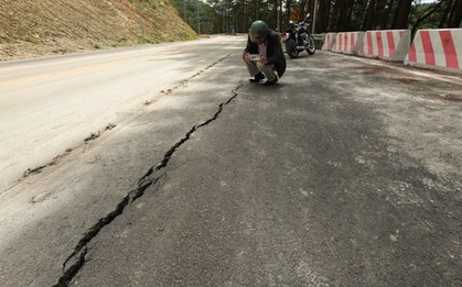 Đèo Prenn lại xuất hiện sạt lở, xuất hiện vết nứt dài