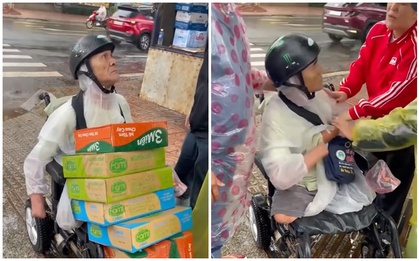 Cụ ông bán vé số cụt tay chân chở thùng mì đi hỗ trợ dân vùng lũ, năn nỉ 1 điều khiến tất cả cay mắt