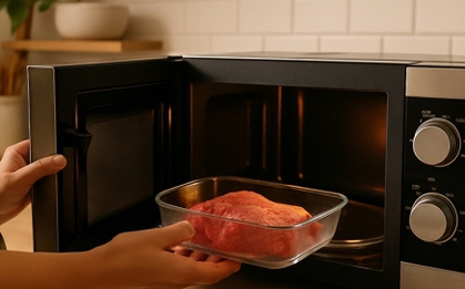 Rã đông thịt bằng lò vi sóng thế nào là đúng cách?