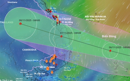 Bão Kalmaegi giật cấp 16 vào Biển Đông, nguy cơ gây dông lốc trước khi đổ bộ