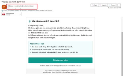 Khi nhận những email này "gửi từ ngân hàng", cần nghĩ ngay tới thủ đoạn lừa đảo