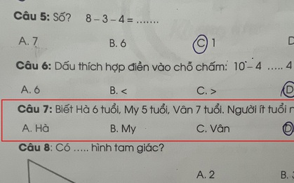 Bài Toán lớp 1 khiến phụ huynh "nhức đầu", con làm sai nhưng nghe lời giải thích cũng rất hợp lý