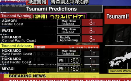 Nóng: Nhật Bản động đất mạnh nửa đêm, cảnh báo sóng thần