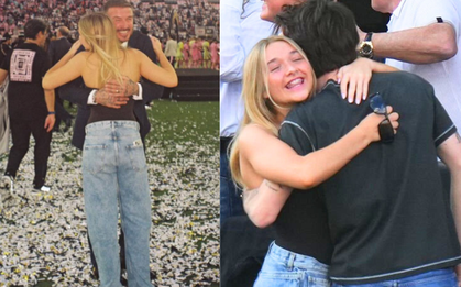 Khoảnh khắc viral: David Beckham cười tít mắt, ôm trọn con gái Harper, chiều cao của tiểu thư út khiến netizen ngỡ ngàng