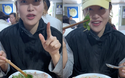 Cô gái Hàn khoe ăn bún bò Huế Việt Nam nhưng lại cho quá nhiều thứ này khiến dân tình cũng phải "há hốc miệng"