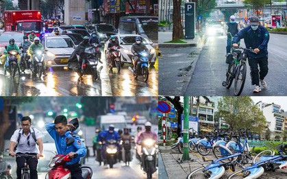 Không khí lạnh tràn về, người Hà Nội chật vật di chuyển trong gió mạnh