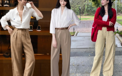 Quần kaki phối màu đơn giản, phong cách thanh lịch, mặc thế nào cũng thời thượng